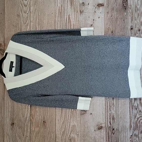 RAG + BONE Size Small Gray Wool Sweater Dress with Contrast Trim - Picture 1 of 8